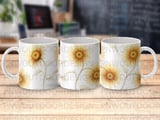 Sunflower Watercolor Mug Wrap Digital Design 11oz 15oz, Transparent Floral Mug Sublimation Tumbler Wrap Digital File thumbnail 1
