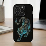 Glowing Blue Tiger MagSafe® Phone Case thumbnail 2