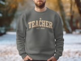 Male Teacher Shirt Est 2026 Vintage Varsity Sweatshirt, New Future Male Educator Hoodie, First Year Teacher Appreciation Gift for Him thumbnail 2