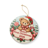 Baby First Christmas Ornament, Custom Teddy Bear Keepsake, Personalized Name Holiday Ornaments, Vintage Baby Xmas Decor, New Parent Gift thumbnail 5