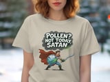 Pollen Not Today Satan T-Shirt, Allergy Season Hero Tee, Funny Spring Allergies Shirt, Sneeze Humor Gift, Comic Style Allergy Warrior TShirt thumbnail 2