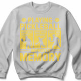 Pickleball Gildan Crewneck Sweatshirt, Playing Pickleball What's The Score Who Just Served Improves Memory, Court Warm Up thumbnail 7