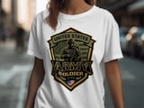 United States Army Soldier T-Shirt | Patriotic Military Veteran Apparel | American Flag Support Tee | Grunge Army Style Gift for Him thumbnail 1