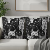 Cat Pattern Tote Bags, Throw Pillow, iPhone Case, Feline Design, Cat Lover Gift, Pet Art, Cute Animal Print, Black and White thumbnail 8