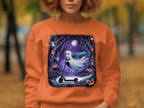 Ghost on Scooter T Shirt, Halloween T Shirt, Spooky Season Shirt, Cute Halloween Shirt, Ghostly Adventures, Funny Halloween Shirt thumbnail 6