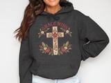 Grace Wins Floral Cross Sweatshirt, Christian Hoodie, Faux Embroidered Faith Aesthetic Sweater, Religious Cottagecore Botanical Tote Bag thumbnail 12