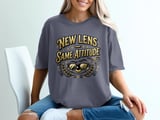 New Lens Same Attitude T-Shirt: Gold Glitter Script, Sunglasses Eye Vision Quote thumbnail 12