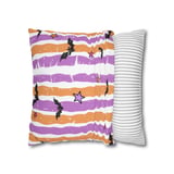 Halloween Bat Pillow Cover & Table Runner, Spooky Distressed Purple Orange Stripe Star Fall Decor, Whimsical Home Decor thumbnail 9