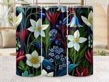 Dark Botanical Tumbler Sublimation PNG, Moody Floral 20oz Skinny Tapered Wrap Digital Design, Seamless + Free Car Coasters thumbnail 5
