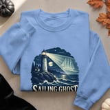 Sailing Ghost Lighthouse Crewneck Sweatshirts Nautical Phantom Ship Night Ocean Wave Graphic Print thumbnail 13