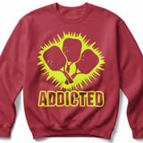 Pickleball Gildan Crewneck Sweatshirt, Addicted Graphic Print, Court Warm Up Fleece Lounge Pullover thumbnail 5