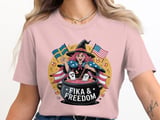 Swedish American Halloween Sweatshirt and T-shirts, Fika and Freedom, Witch with Ghosts, American Flag, Swedish Flag, Halloween Sweatshirt thumbnail 1