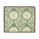 Floral Blanket,Pillow, Green and White Flower Design, Botanical Pattern Home Decor, Decorative Pillow Blanket Gift, Floral Print Blanket thumbnail 5
