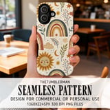 Boho Digital Pattern, Sun Moon Star Pattern, Rainbow Digital Bundle, Celestial Pattern, Boho Nursery Art Print, JPEG PNG Digital Products thumbnail 6