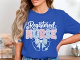Registered Nurse Gingham Polka Dot T-Shirt with Stethoscope Bow thumbnail 5