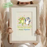 Hoppy Together Frog and Penguin Clipart thumbnail 6