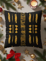 Gold Black Mud Cloth Velveteen Blanket, African Tribal Woven Blanket, Boho Abstract Art Throw Pillows, Ethnic Home Decor Gift thumbnail 14