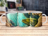 Deep Sea Sublimation Wrap Digital Design, Ocean Mug PNG 11oz 15oz, Exotic Marine Life Art, Nature Lover Gift thumbnail 1