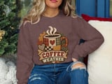 Coffee Weather Tee or Sweatshirt, Faux Patchwork Design thumbnail 18