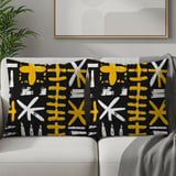African Mud Cloth Velveteen Blanket, Tribal Art Woven Throw, Abstract Boho Pillow Cover, Black Yellow White Pattern Home Decor Gift thumbnail 7