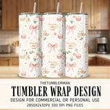 Digital Pattern Bundle, Tea Cup, Macarons, Bows, Floral Digital Paper, Seamless Pattern, Fabric Design, Scrapbooking Paper, Digital Download thumbnail 2