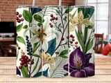 Botanical Tumbler Wrap PNG, Seamless Floral Sublimation Design, 20oz Skinny Tapered Digital Download thumbnail 8