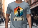I Do My Own Stunts Broken Arm Injury Stick Figure Retro Rainbow Standard T-Shirts thumbnail 2