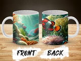 Clownfish & Anemone Mug Wrap Digital Design | Ocean Life Sublimation PNG | 11oz 15oz Marine Fish Cup Wrap thumbnail 4