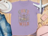 Grace Grows Wild Christian Youth T-Shirt, Boho Faith Tee, Vintage Floral Cross Design, Inspirational Religious Gift for Her, Nature Lover thumbnail 11
