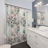 Sakura Bloom Watercolor Shower Curtain thumbnail 3