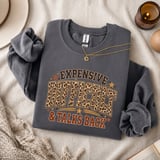 Expensive Difficult Talks Back PNG, Leopard Print Funny Quote Design, Distressed Varsity Digital Download thumbnail 5