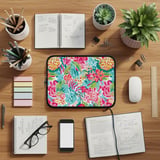 Vibrant Tropical Floral Laptop Sleeve, Preppy Bright Flower Accessory Pouch, Colorful Botanical Tablet Case Gift thumbnail 5