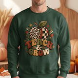 Retro Teacher Sweatshirt Teach and Grow Hoodie, Cute Boho Leopard Apple Teacher Appreciation Gift, Groovy Fall Educator Tote Bag thumbnail 16