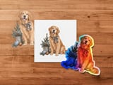 Christmas Golden Retriever PNG Clipart, Watercolor Holiday Dog Sublimation Design, Rustic Farmhouse Winter Pet Digital Download Printable thumbnail 3