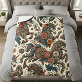 Floral Unicorn Blanket, Magical Creature Throw, Fantasy Unicorn Design, Bohemian Style Blanket, Unique Art Blanket thumbnail 8
