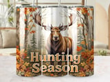 Hunting Season Moose 20oz Tumbler Wrap, Autumn Deer Design, Fall Leaves Tumbler, Wildlife Lover Gift, Outdoorsman Present thumbnail 1