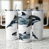 Orca Ocean Coastal Tumbler Wrap Design 40oz, Whales Killer Whale Nature Sea Digital Sublimation File thumbnail 11