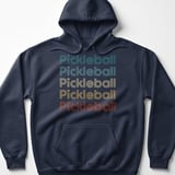 Pickleball Gildan Fleece Hoodie, Retro Striped Pickleball Stacked Line Graphic, Court Pullover Sweatshirt thumbnail 6