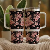 Pink Cherry Blossom Tumbler Design, Floral Tumbler Png, Watercolor Flowers Digital Papers, Junk Journal Pages, Scrapbooking Paper Digital thumbnail 9