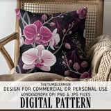 Orchid Tumbler Design, Floral Digital Paper, Watercolor Flower Background, Printable Tumbler Png, Junk Journal Paper, Digital Scrapbooking thumbnail 5