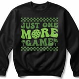 Pickleball Gildan Crewneck Sweatshirt, Just One More Game, Court Warm Up Retro Graphic Fleece Pullover thumbnail 1