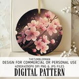 Cherry Blossom Tumbler Design, Floral Tumbler Png, Watercolor Flowers Digital Paper, Junk Journal Pages, Pink Floral Background, Digital thumbnail 3