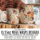 Autumn Flowers Tumbler Design, Digital Paper Pack, Floral Background, Watercolor, Fall Scrapbook Paper, Junk Journal, Seamless Pattern thumbnail 4