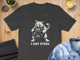 I Eat Steel absurd brain rot Gym Cat Tee thumbnail 2