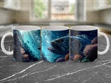 Deep Sea Fish Mug Sublimation Wrap Digital Design, Ocean Life Detailed Art 11oz 15oz Mug Wrap PNG, Coastal Nautical Deep Ocean Sea Animal thumbnail 11