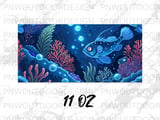 Ocean Deep Blue Fish Mug Wrap PNG, Magical Undersea Creatures Sublimation Design, Marine Life Digital Download thumbnail 13