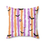 Halloween Bat Pillow Cover & Table Runner, Spooky Distressed Purple Orange Stripe Star Fall Decor, Whimsical Home Decor thumbnail 1