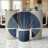 Distressed Sun Rays Digital, 40oz Tumbler Sublimation Wrap, Seamless Tapered Design, Blue and Gold Digital Download thumbnail 3