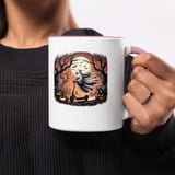 Halloween Mug, Ghost on Scooter, Spooky Season, Raccoon, Pumpkin, Bats, Full Moon, Fall Decor, Halloween Gift, Coffee Mug, Unique Mug thumbnail 4