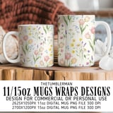 Digital Floral Pattern, Watercolor Flowers, Tulips, Daisies, Lavender, Forget Me Nots, Spring Flower Design, Digital Bundle Pattern thumbnail 4